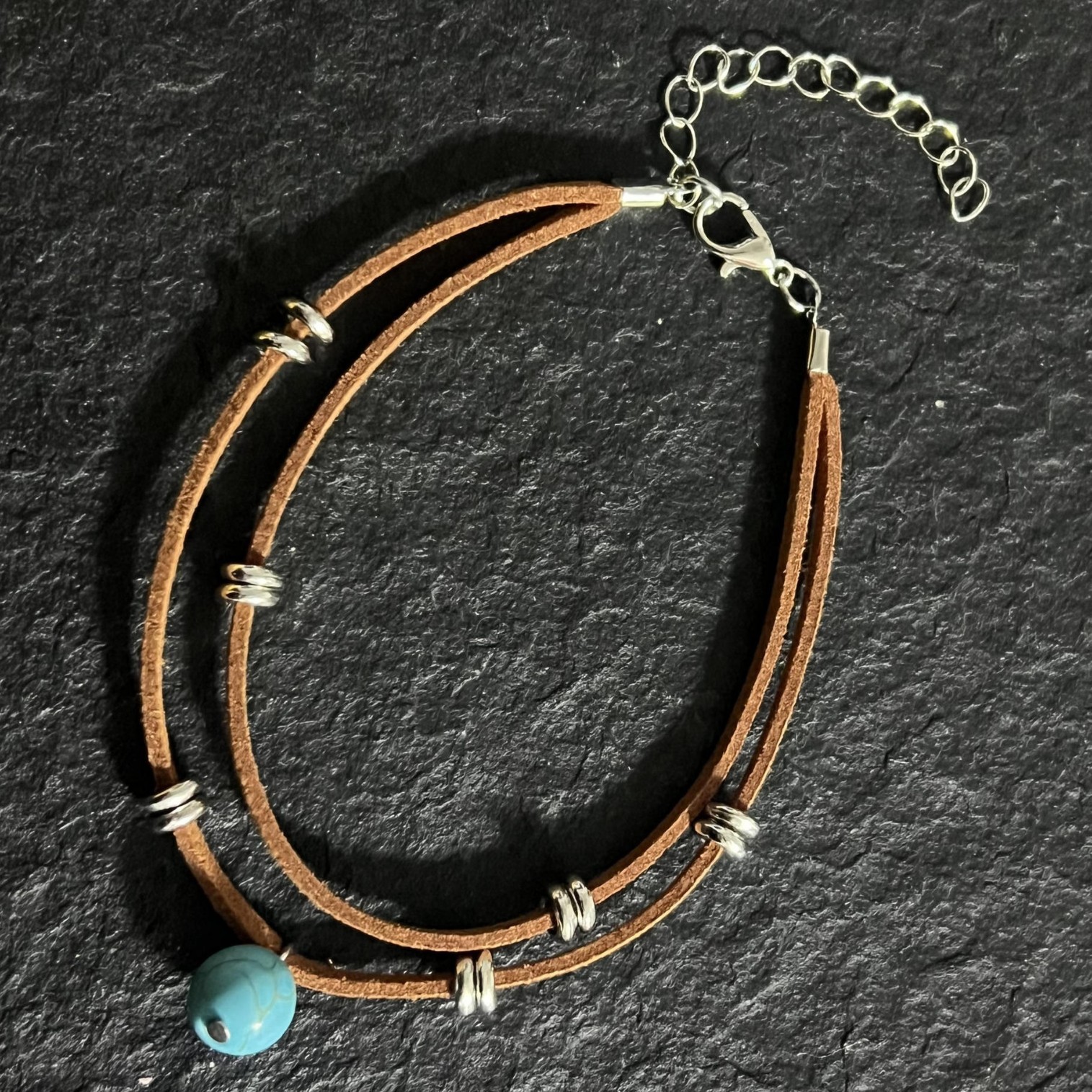 Rongshang Accessory Double-Layer Turquoise Anklet Bohemian Style Beach Ankle Wearing Ankle Ornament