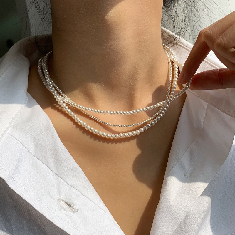 Austrian imported strong light ultra-fine milky pearl necklace women's simple clavicle chain niche neck chain women
