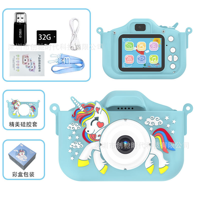 X10s Unicorn Children's Camera Digital Mini Camera HD Dual Camera Toy Gift