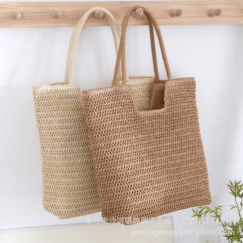 New handbag, beach bag, handmade straw bag, seaside vacation, large capacity shoulder bag, tote bag