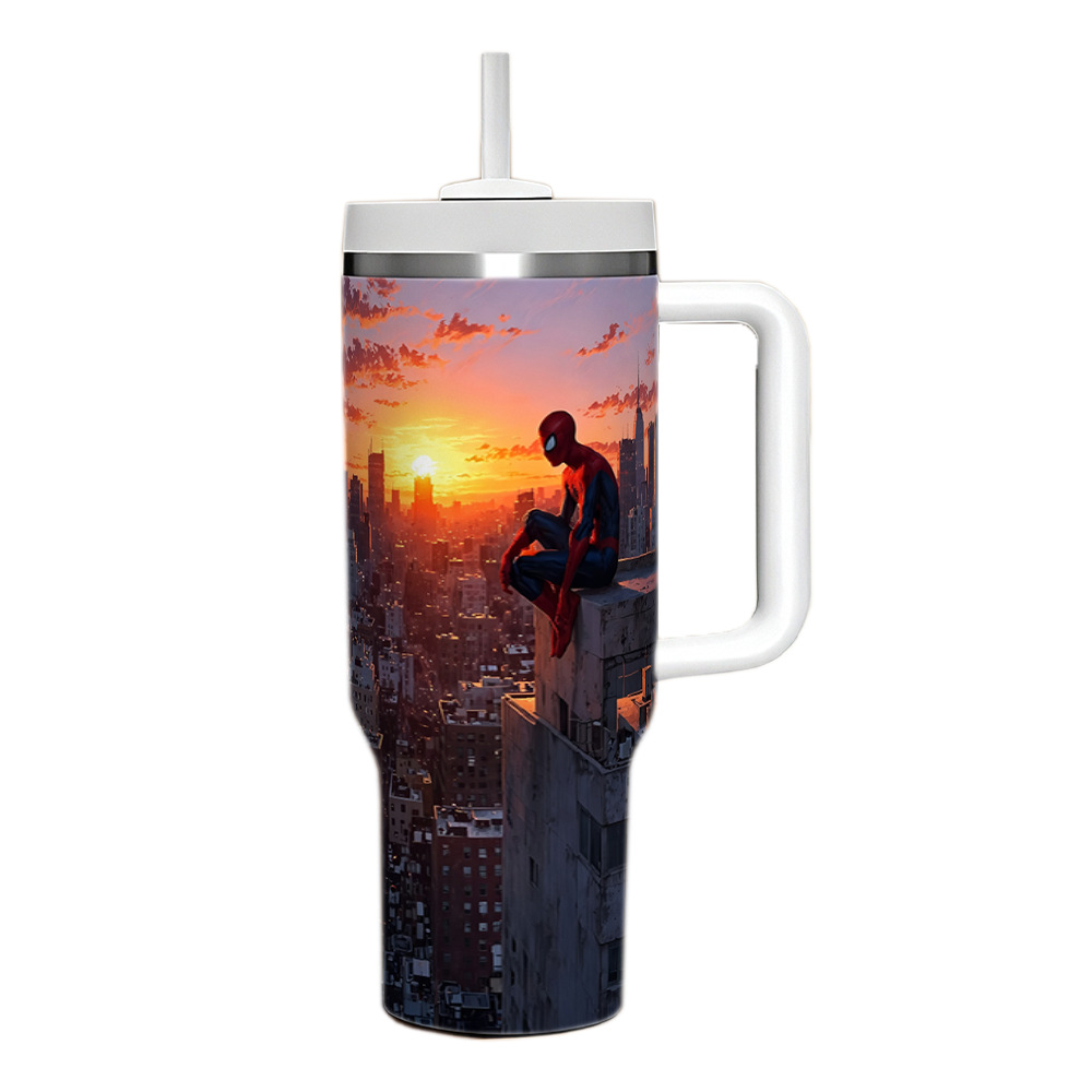 Spider-Man 40OZ stainless steel thermal cup car cup with handle car ice霸 cup