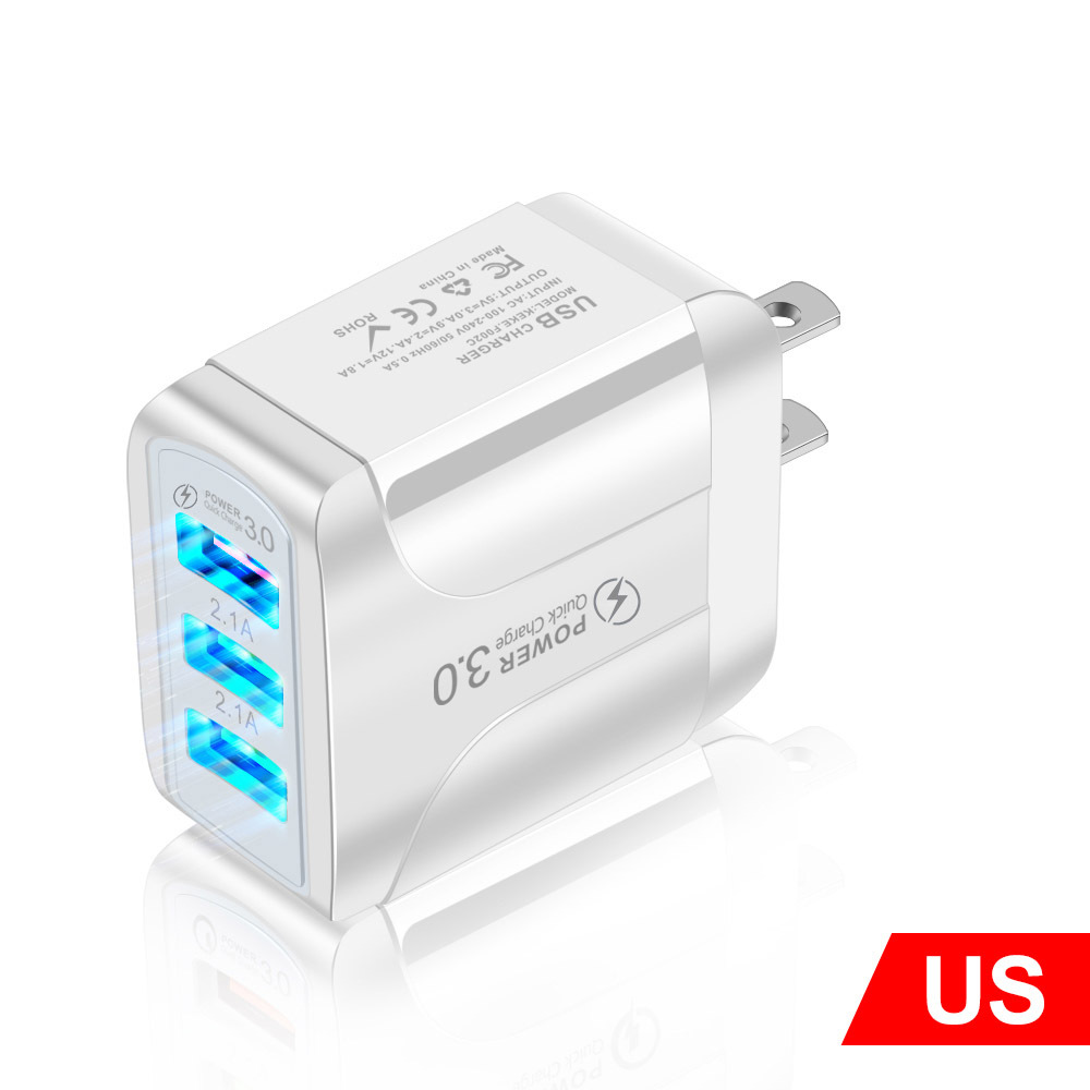 Glowing 3USB Butterfly Charger 2.5A IC Solution Tablet Travel Charger Charging Head Adapter
