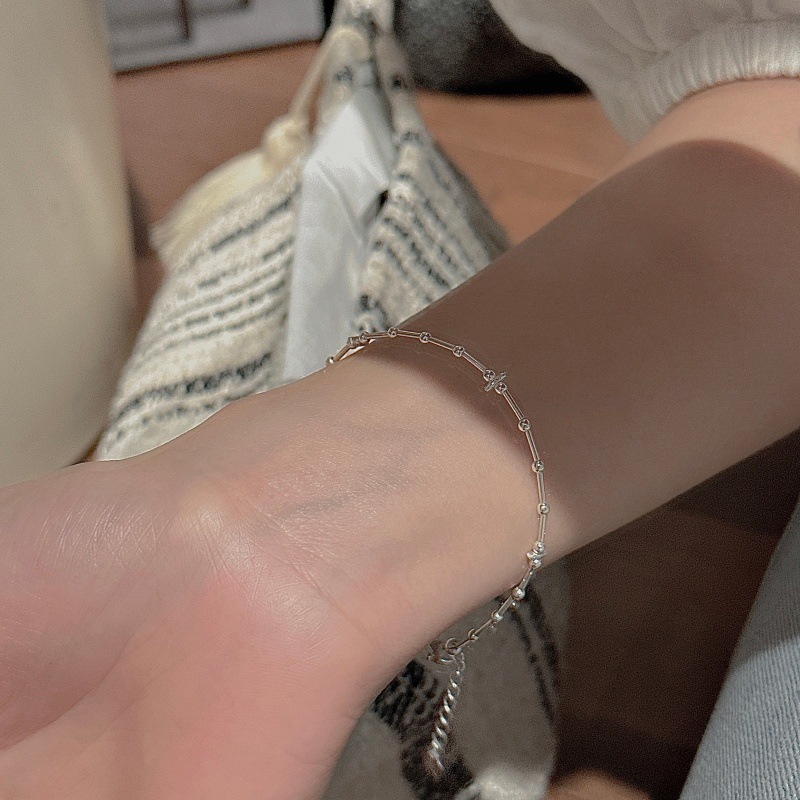 S925 sterling silver beaded bracelet simple basic jewelry