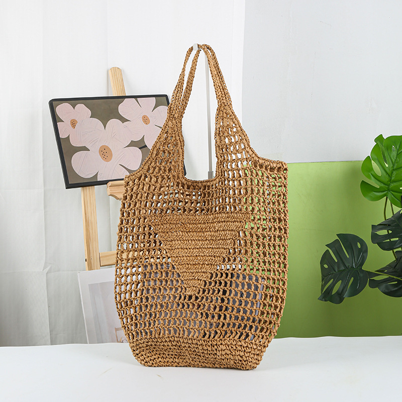 New Large Capacity Hollow Out Woven New Woven Bag Large Capacity Straw Bag Fresh Handheld Beach Bag