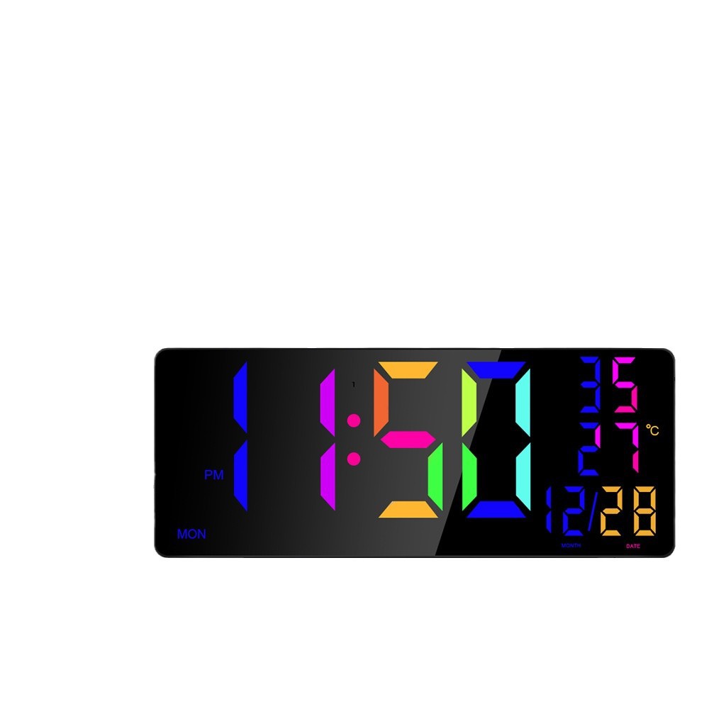 RGB Wall Clock Colorful Changing Multifunctional Wall Clock Forward and Countdown Large Screen Electronic Clock Night Light