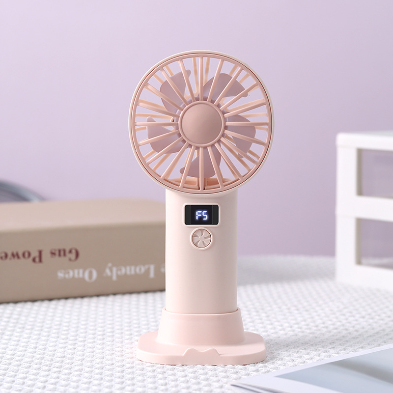 Desktop Handheld Fan USB Charging Digital Display Small Fan Portable Phone Stand Vertical Small Fan