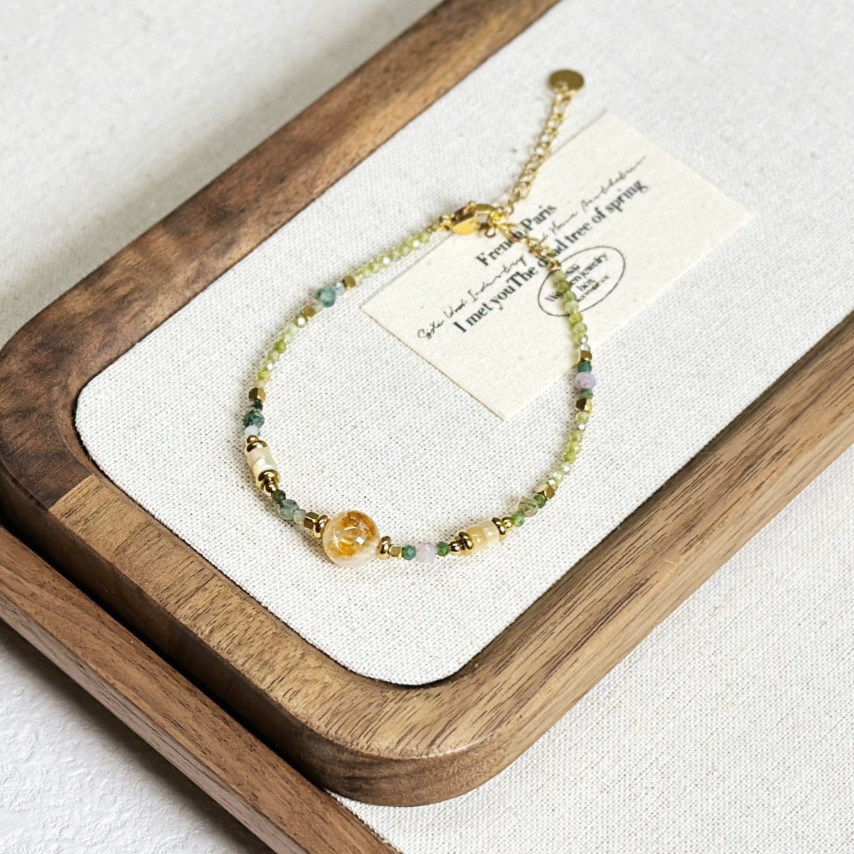 Simple Olive Green Zircon Crystal Beaded Necklace Ultra Fine Layering Simple Small Freshwater Pearl Necklace Women