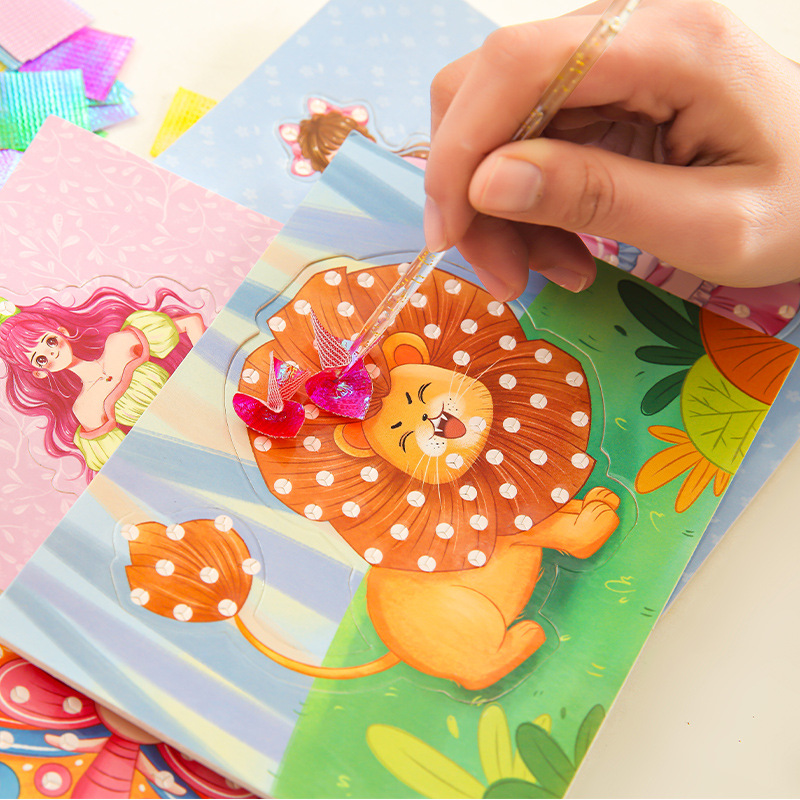 Handmade DIY punch needle girl princess dream punch needle painting handmade material pack children dress-up sticker toy
