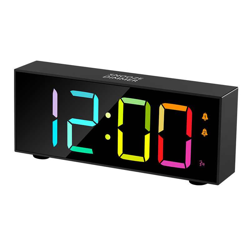2023 New Full Color LED Alarm Clock Multifunctional Colorful Digital Display Large Color Screen Electronic Children's Clock