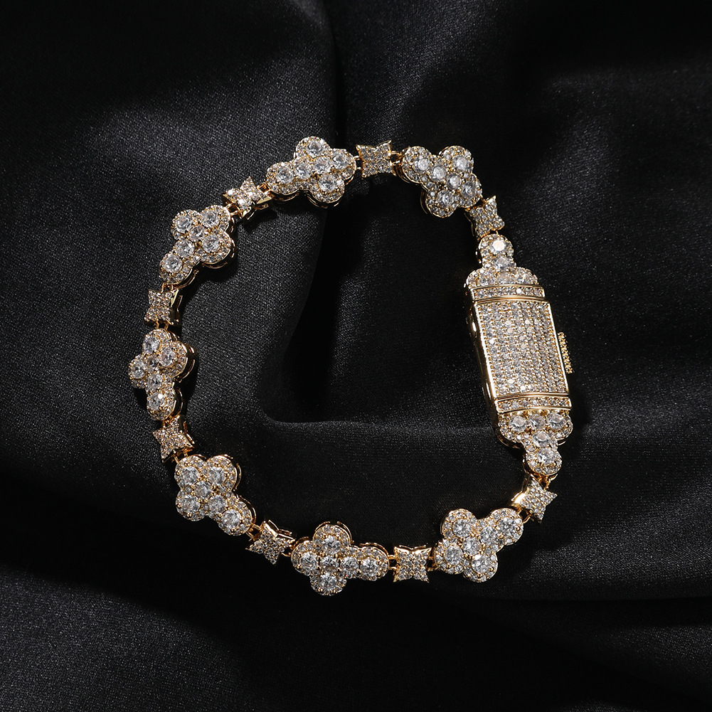 New Simple 10mm Cross Flower Bracelet Micro Inlaid Zircon Sparkling Hand Jewelry
