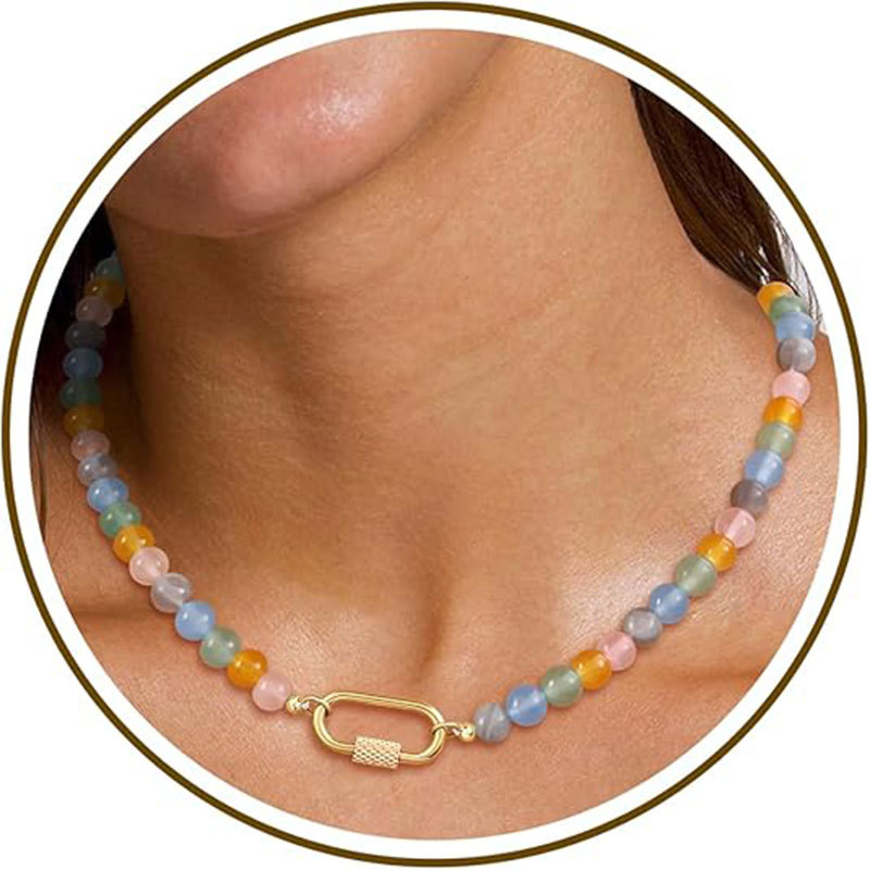 Women's Jewelry Gemstone Necklace Girl Gift Item Colorful Necklace
