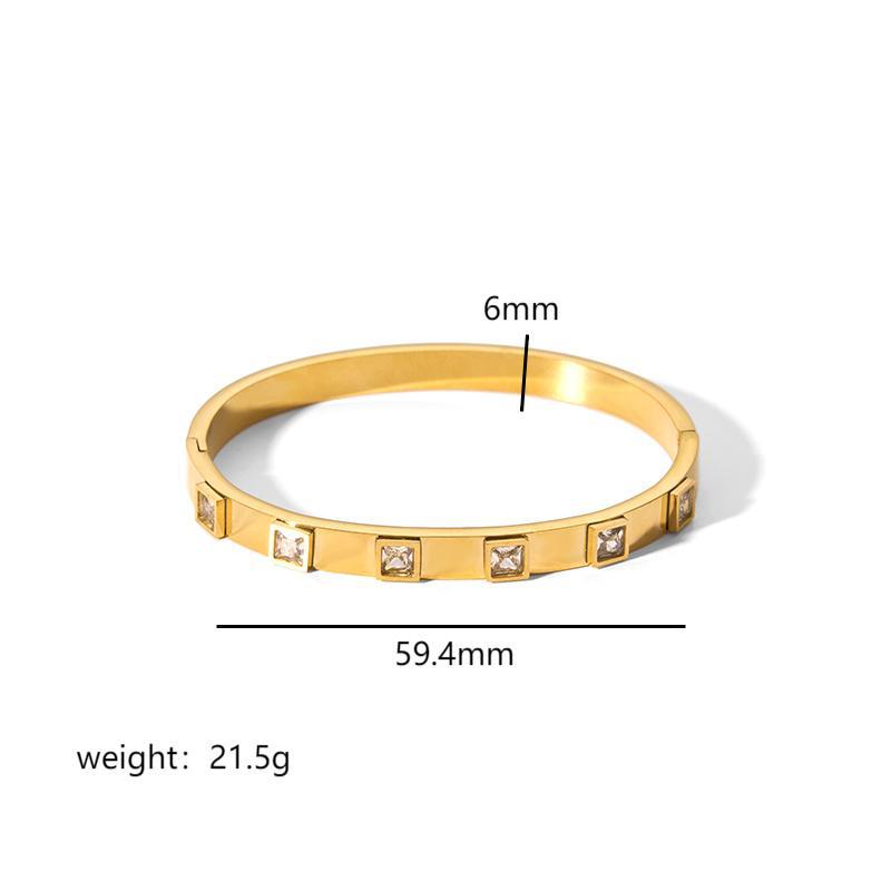 Titanium steel bracelet six-pointed star buckle bracelet women 18k gold plated stainless steel inlaid zircon ring
