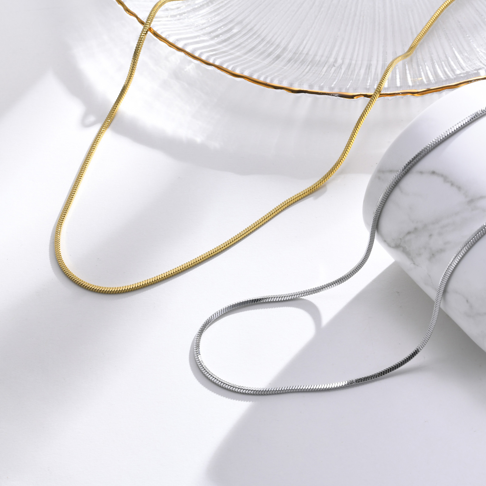 Stainless Steel Square Snake Bone Chain 1.5/2MM Chain Simple Layered Matching Chain Unisex Minimalist Collarbone Chain