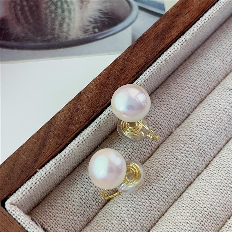 Natural Freshwater Pearl Earrings New Simple Flight Attendant Ear Clips 925 Sterling Silver Earrings for Women