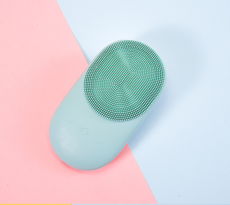 Heating导入Facial Cleanser Electric Silicone Face Wash Ultrasonic Seven-Level Waterproof Brush Facial Pore Cleaner