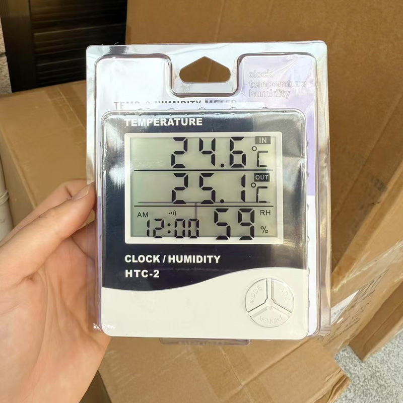 HTC-2 Indoor and Outdoor Thermometer Alarm Clock Home Dual Temperature Display with Probe Electronic Thermometer