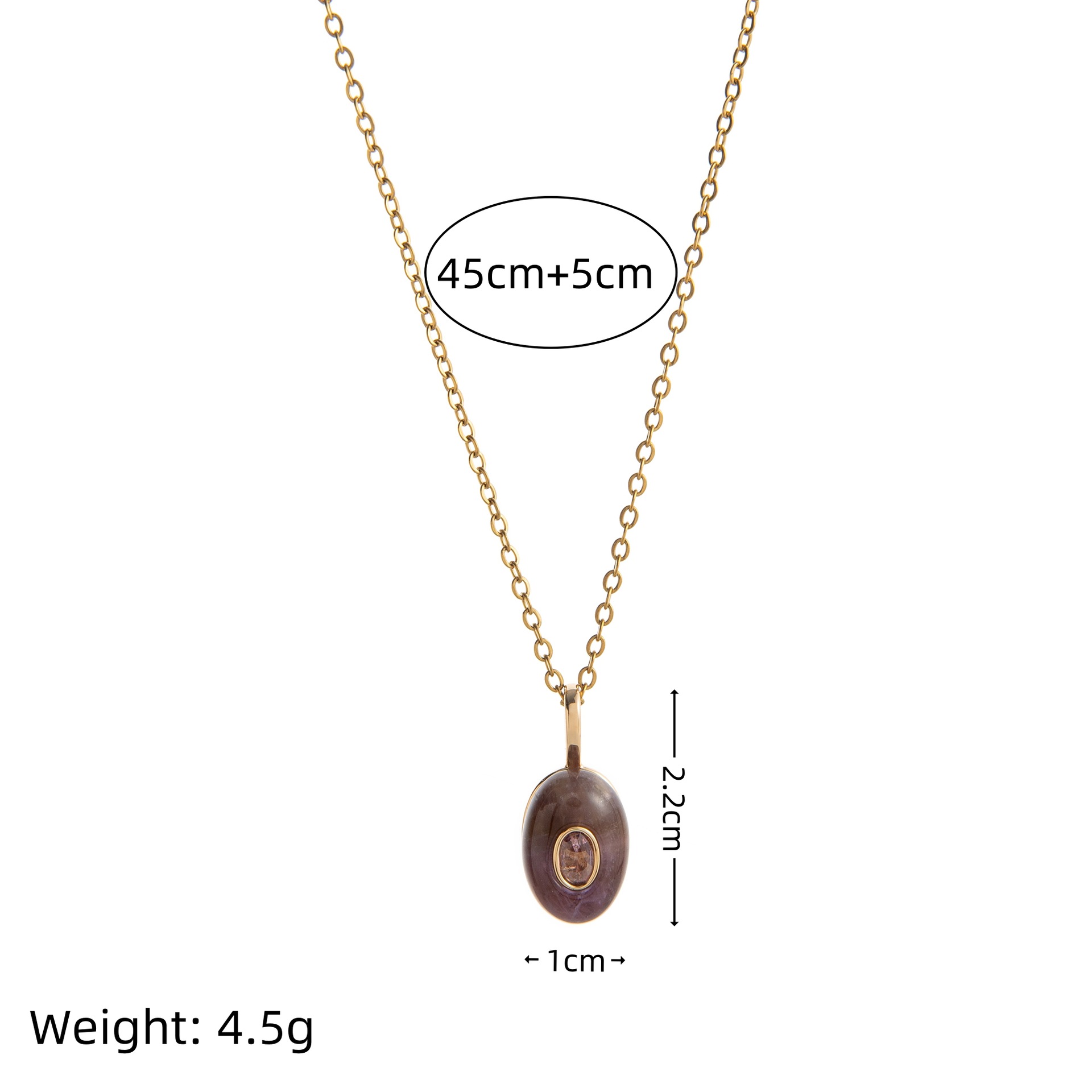 Titanium steel plated 18k gold natural stone rhinestone teardrop necklace multi-color accessory