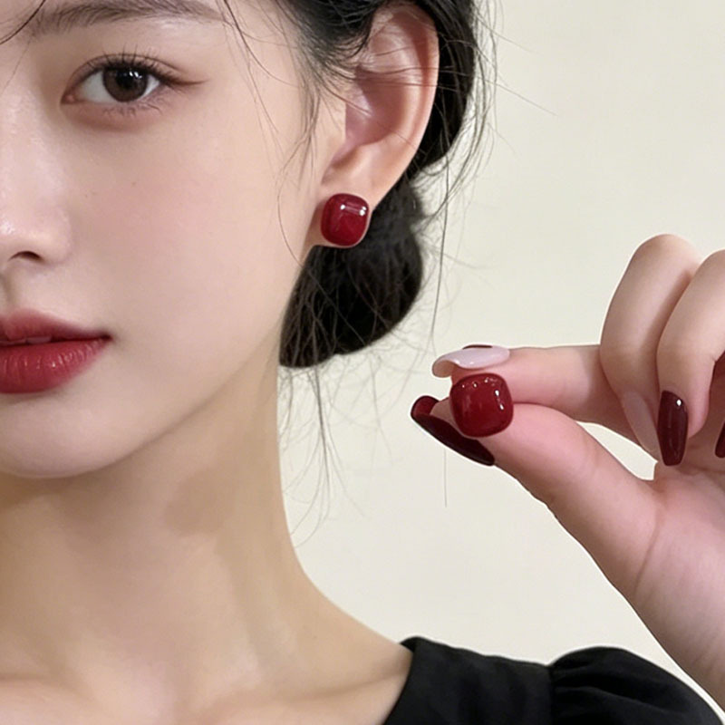 S925 Sterling Silver Needle Small Square Sugar Pearl Earrings for Women 2026 New Ear Accessories Square Earrings