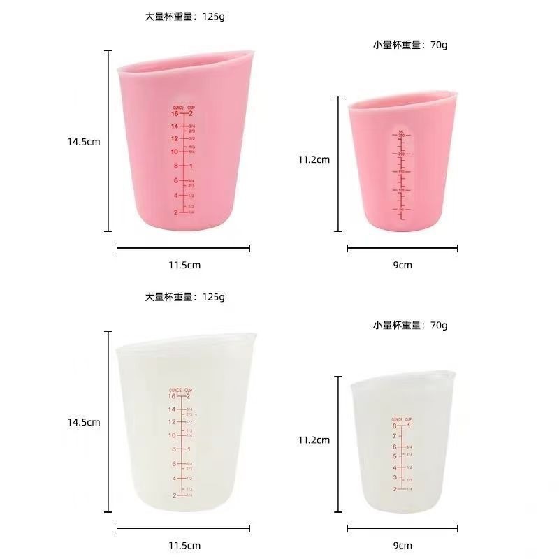 Baking tool silicone measuring cup, double scale ounce cup, high-temperature resistant, non-stick, kitchen DIY cake measuring cup