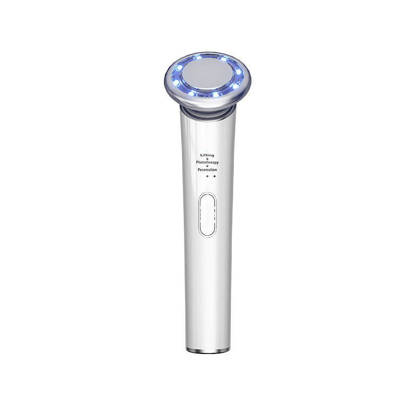 New Red and Blue Light Hot Compress High-Frequency Vibration Beauty Infusion Device—Multifunctional Home-Use EMS Facial Beauty Device