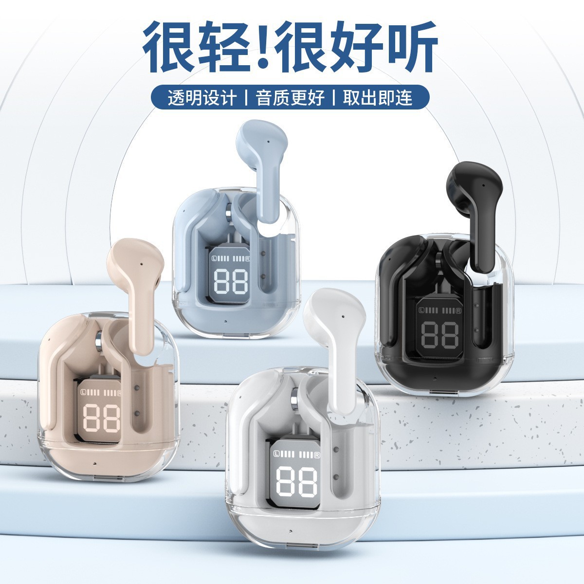True Wireless New Bluetooth Earbuds In-ear Noise Reduction High Sound Quality Compatible with Apple Android All Gaming Digital Display