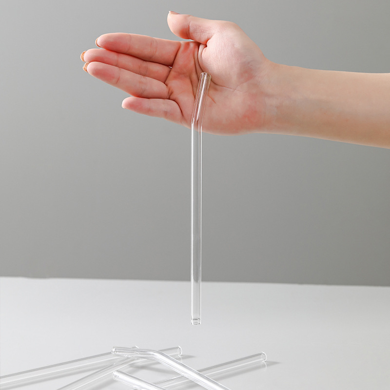 High Borosilicate Transparent Glass Straw Heat-Resistant Durable Set Non-Disposable Pregnant Women Juice Drinking Straw Bendable Portable