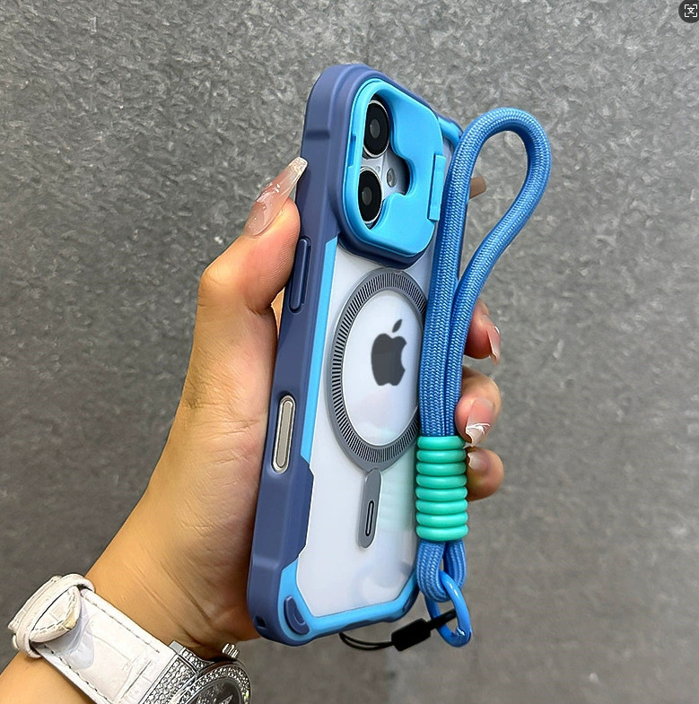 Compatible with iPhone 17 Pro Max phone case skin feel lens cover bracket magnetic Apple 16 with lanyard protective case