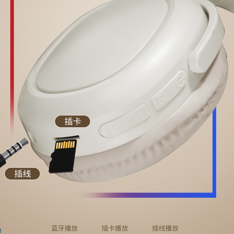 2024 New Headband Gaming Headphone Bluetooth Card Cool Glowing Wireless Noise Reduction Gradient Sports