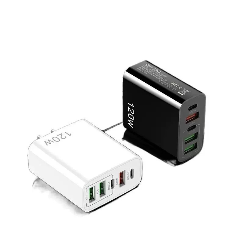 120W phone charger applicable to Apple Huawei multi-port charger 3USB+2PD fast charging charger head