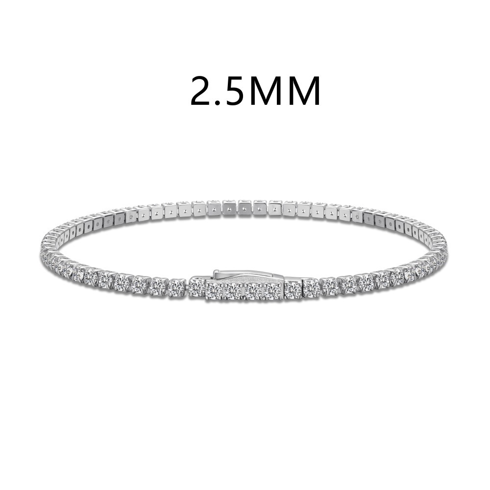 New S925 sterling silver tennis bracelet for women, hand-set zircon luxury square diamond chain hand accessories