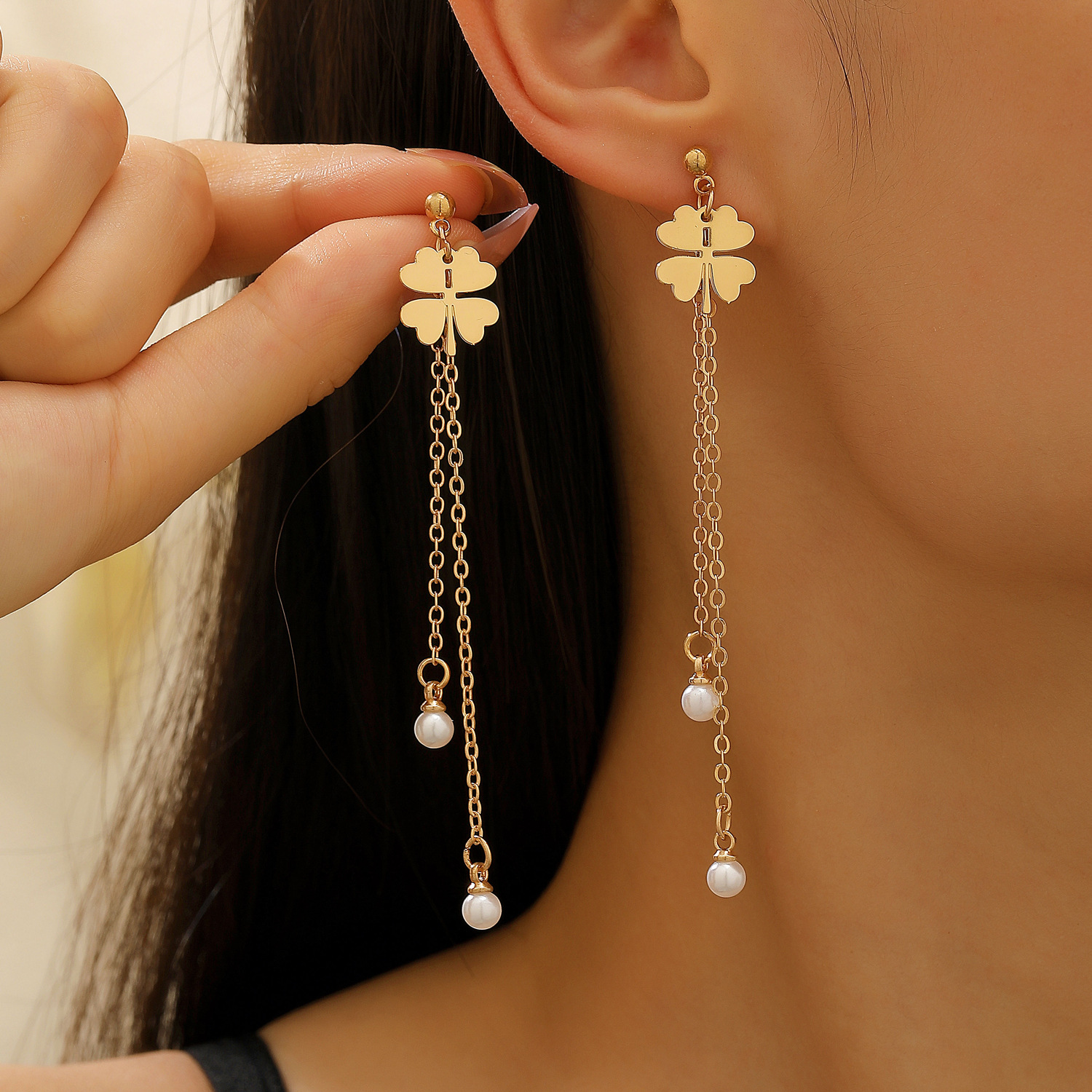 Long Zircon Tassel Earrings Women Twisted Stud Earrings Ear Decor