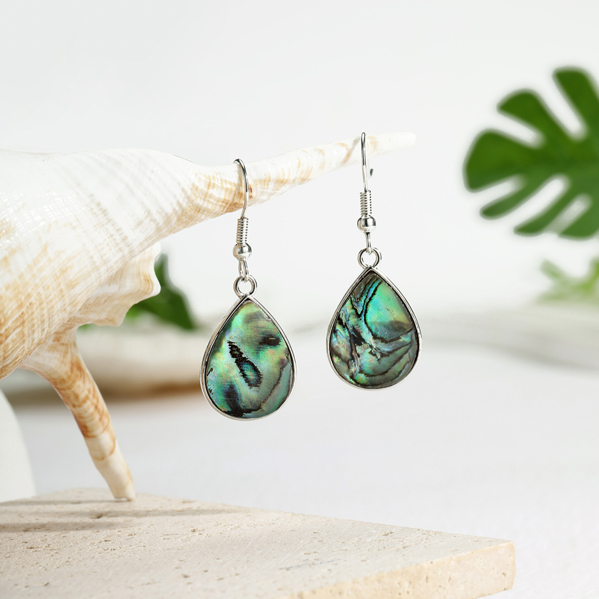 Geometric Natural Texture Abalone Shell Earrings Drop Earrings Accessories for Women