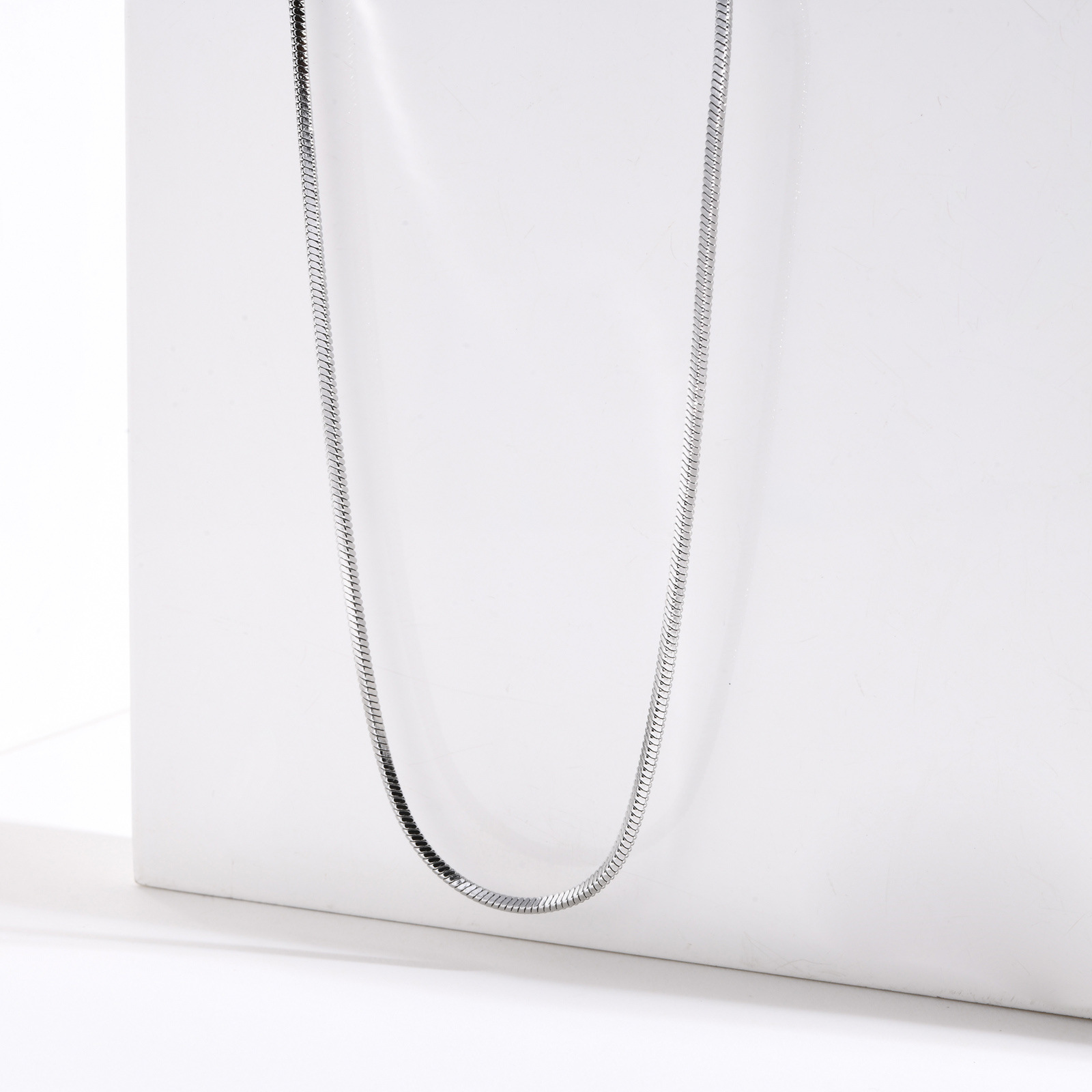 Stainless Steel Square Snake Bone Chain 1.5/2MM Chain Simple Layered Matching Chain Unisex Minimalist Collarbone Chain