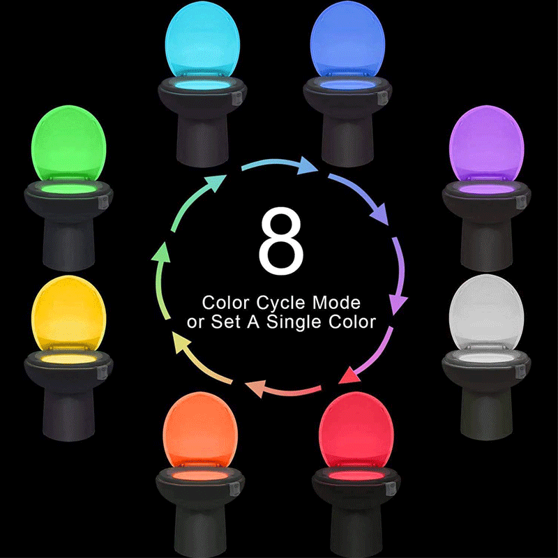 8-Color LED Toilet Seat Light Bathroom Induction Night Light Toilet Hanging 16-Light Human Induction Light