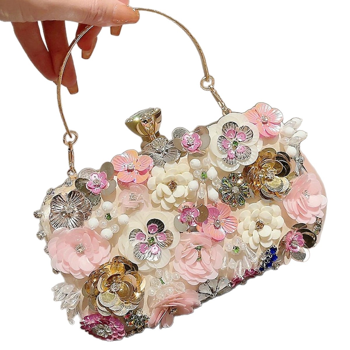 New Banquet Bag Colorful Sequins Flower Evening Bag Celebrity Clutch Annual Meeting Cheongsam Bag Dress Bag