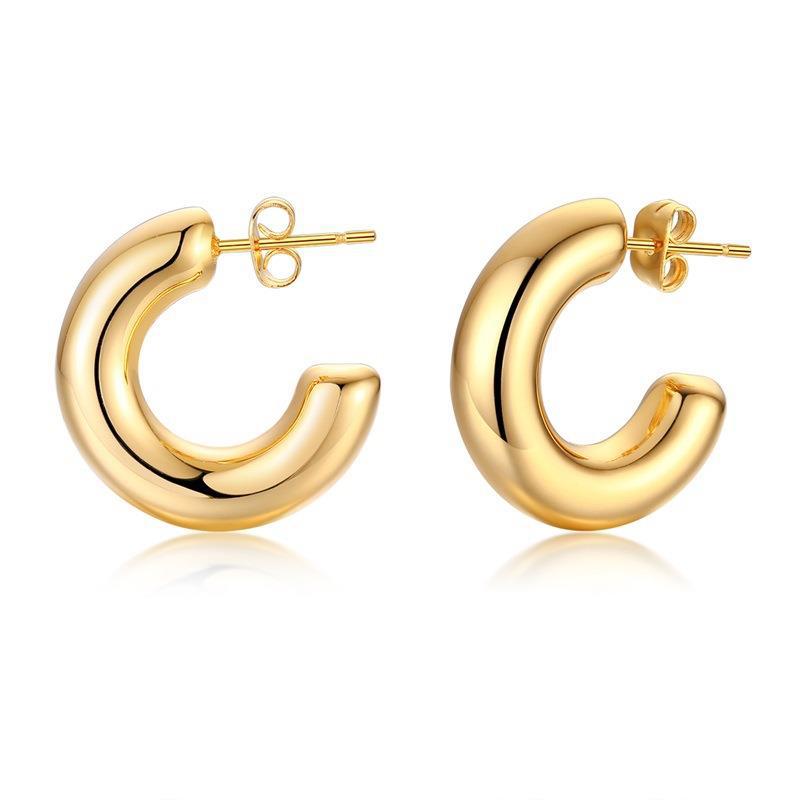 Stainless steel hollow earrings women geometric titanium steel ear hoops
