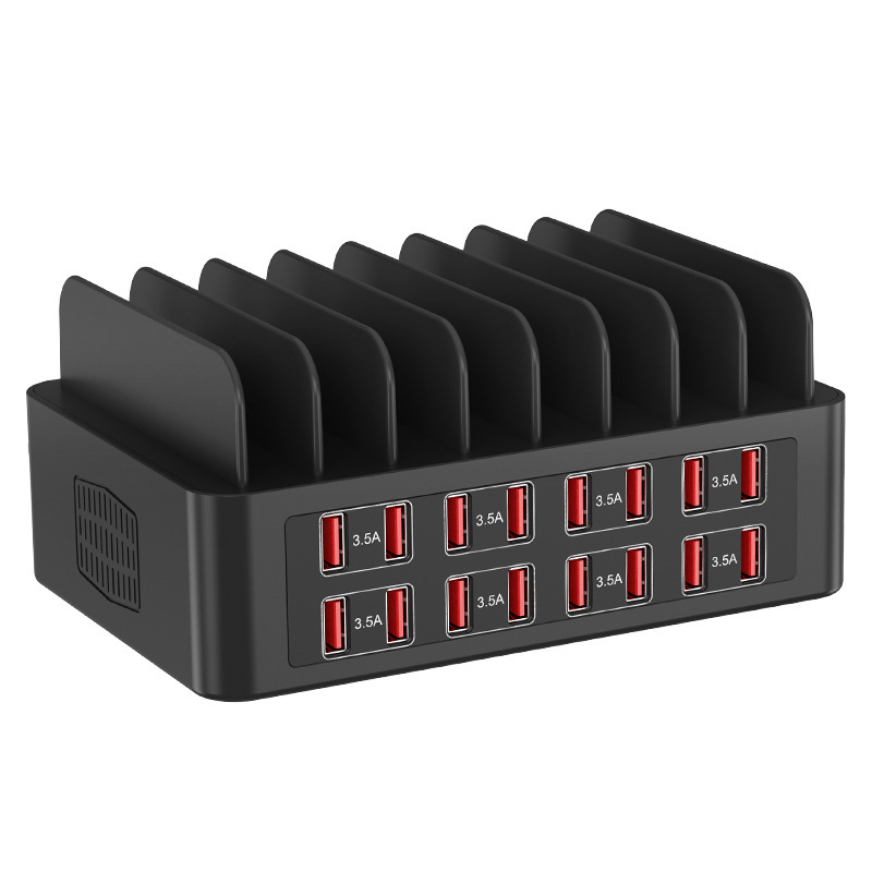60W Multi-Port USB Desktop Organizer Fast Charger 10-Port with Stand Smart C Port PD QC Fast Charge