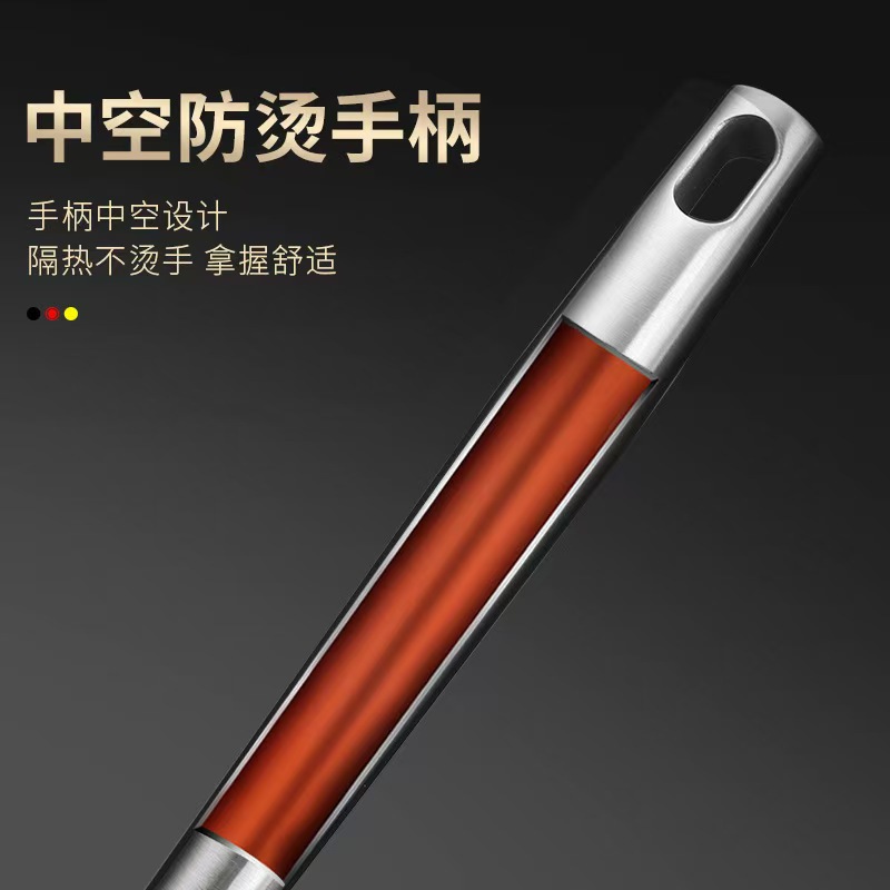 Stainless Steel Kitchen Utensils Thickened Spatula Frying Spoon All Steel Slotted Spoon Frying Spatula Chef Kitchen Anti-Scald Soup Spoon Non-Stick Pan