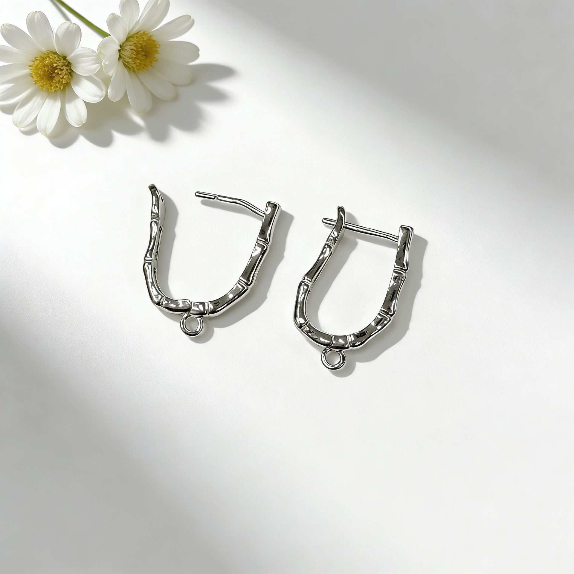 U-shaped bamboo knot ear clip earring hooks jewelry oval earring hoop earring DIY earring pendant accessories materials