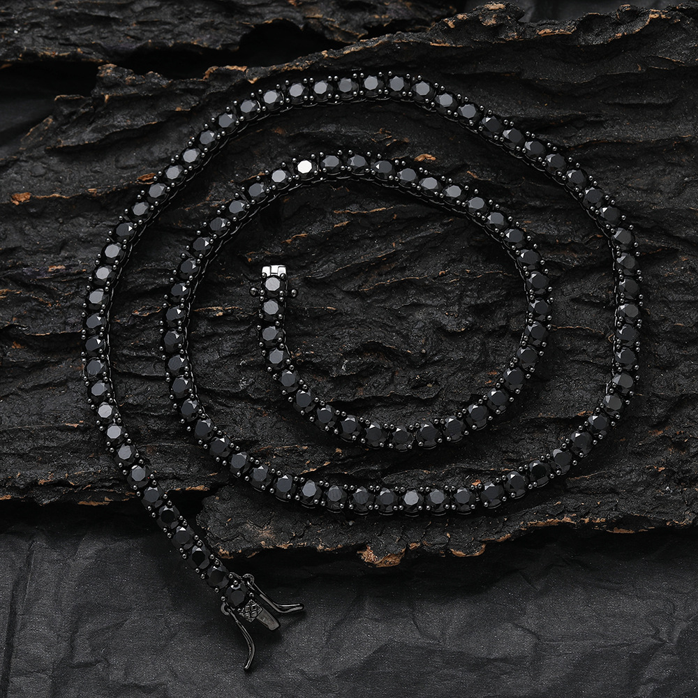 3mm 4mm 5mm black tennis chain Tennis Chain copper set zircon hip-hop single row chain