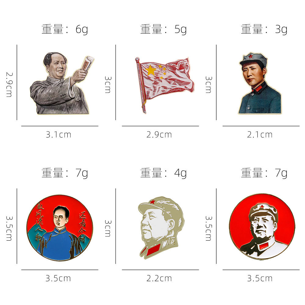 Mao Zedong Brooch Serve the People Great Leader Portrait Red Badge Commemorative Mao Badge Small Accessory Pin