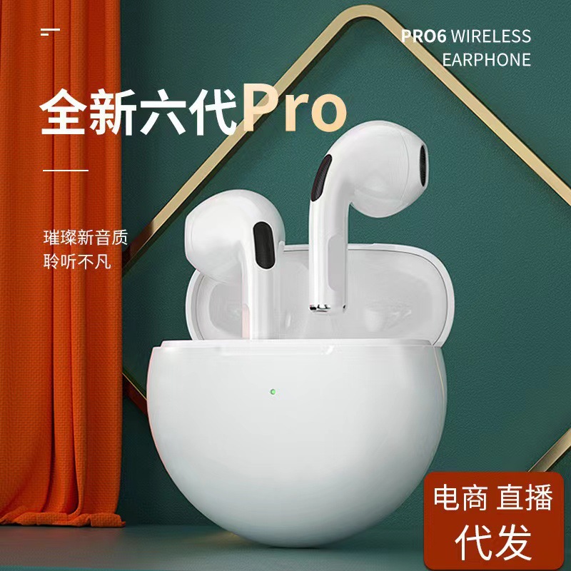 Huaqiangbei PRO6 Headset Dual Ear In-ear Wireless Bluetooth Headset J6 Business Bluetooth TWS Sports Style Touch