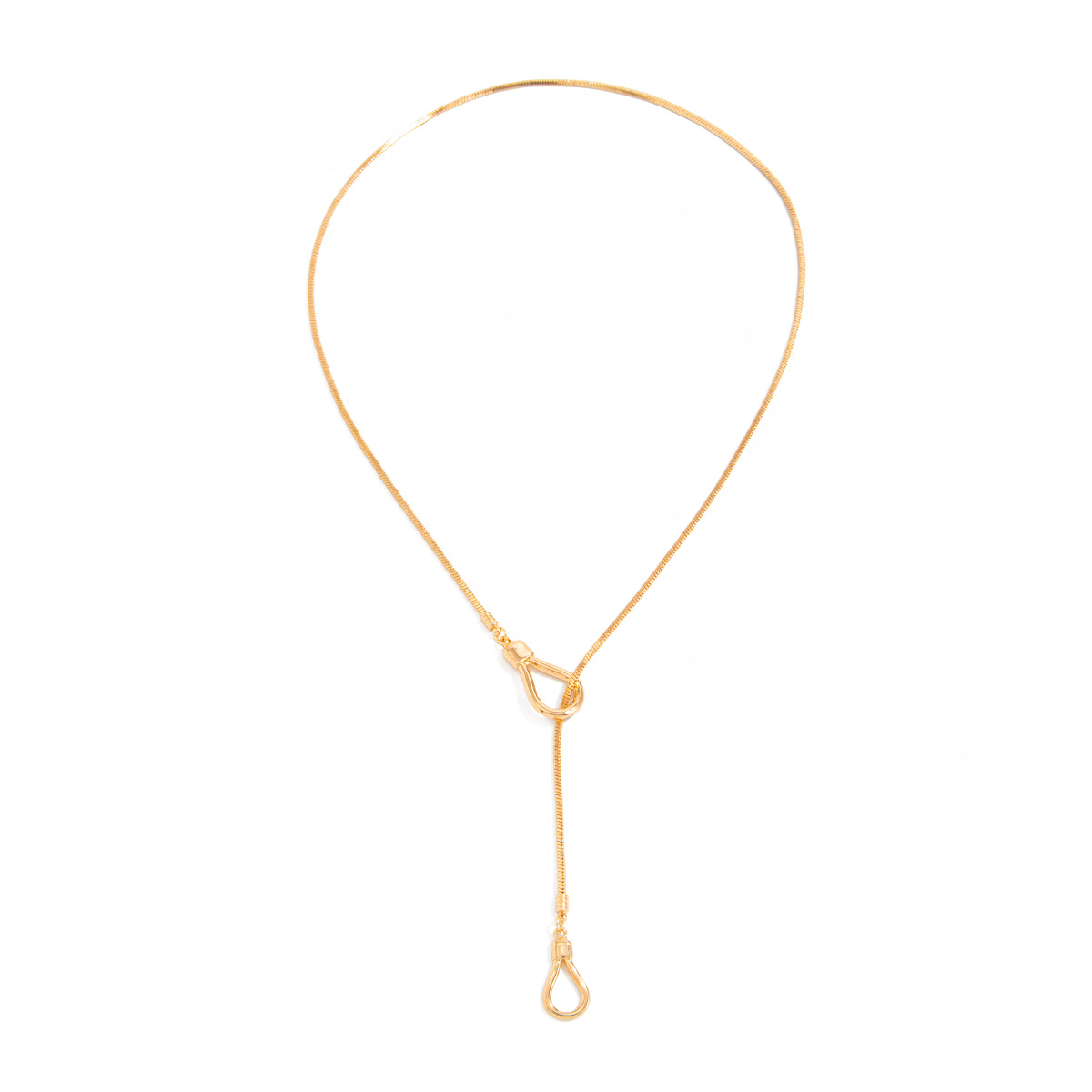 Jewelry irregular metallic square snake necklace simple CCB drop pendant锁骨链