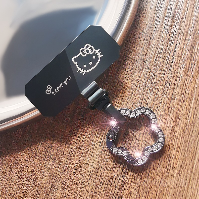 Cute cat rotating buckle metal gasket phone strap clip piece thin not top shell does not affect charging bracelet bead chain