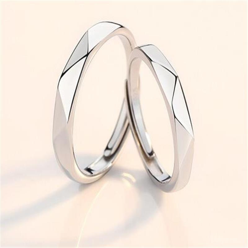 S999 pure silver foot silver crushed ice ring women plain ring white copper silver-plated gift ring niche