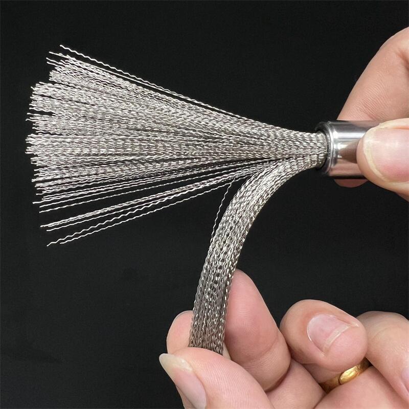 Stainless steel pot brush kitchen special long handle brush pot household kitchenware non-shedding canteen cleaning easy to clean steel wire brush