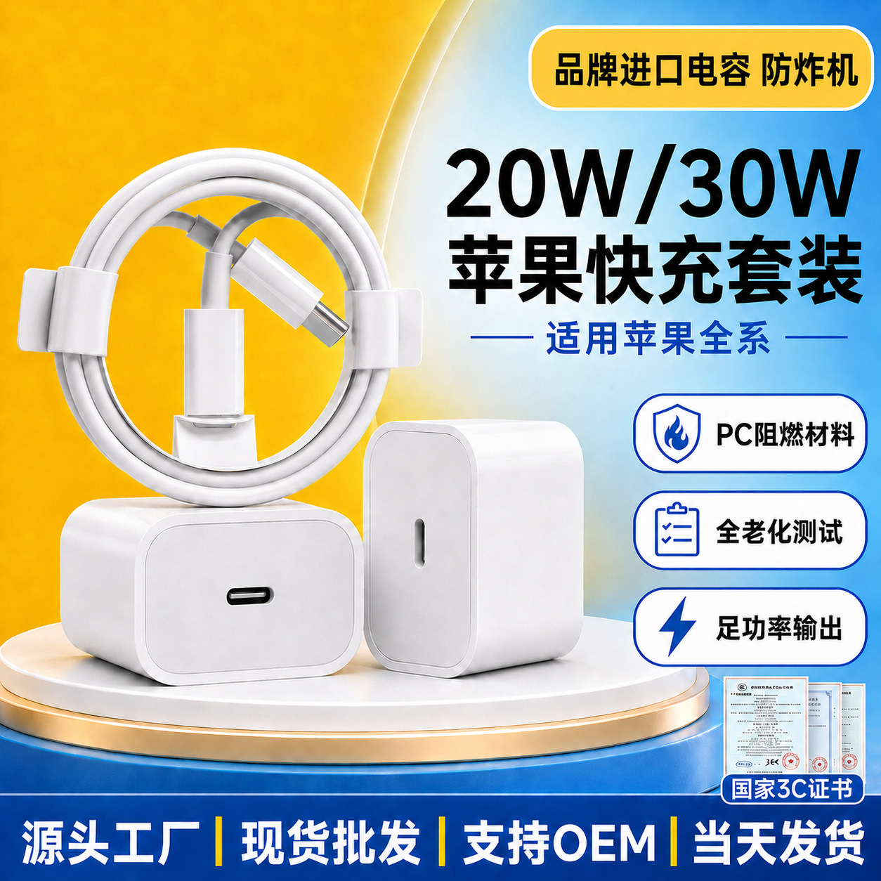 PD 30W Original Apple Fast Charger with 3C Certification for iPhone 17