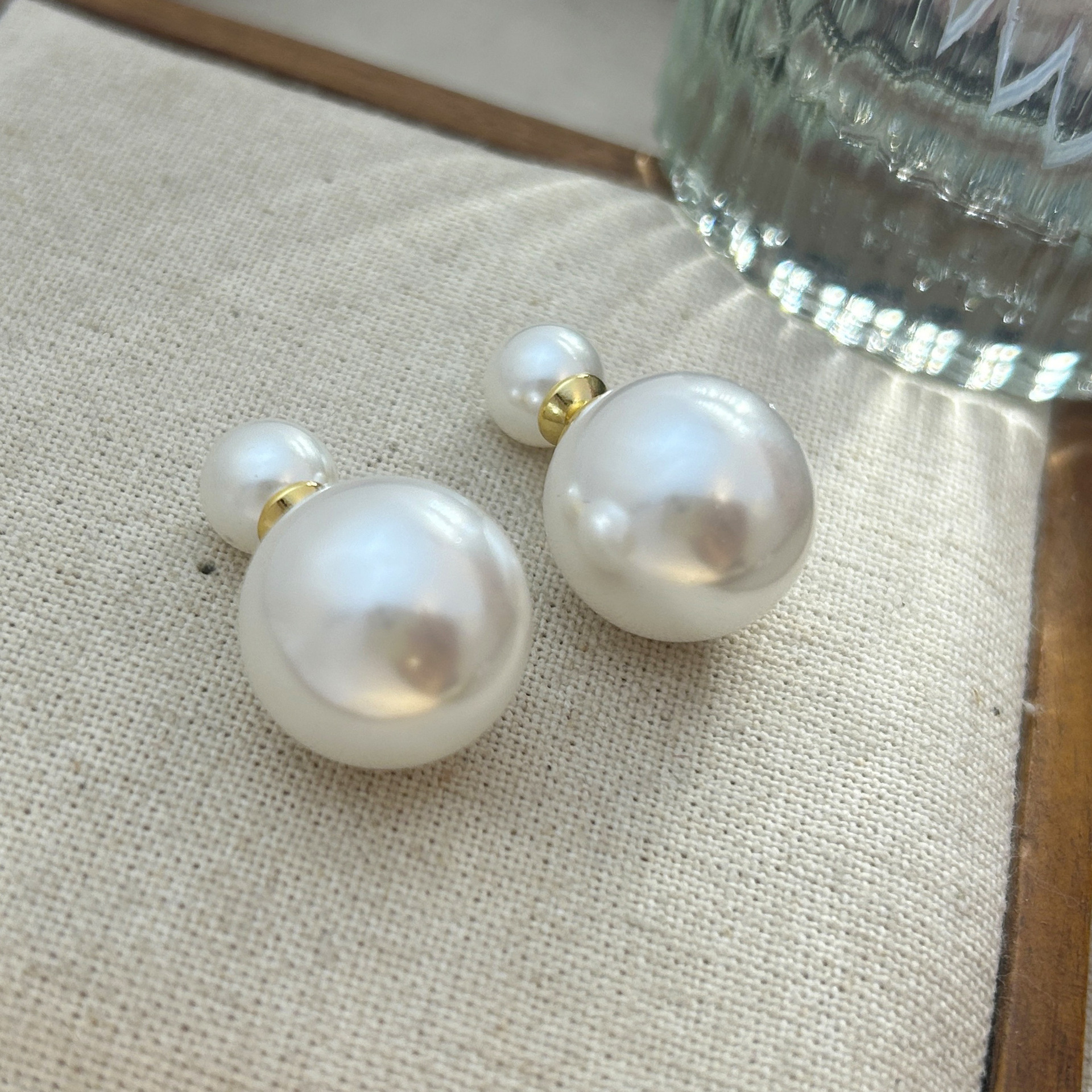 D brand front and back two-way wear double-sided size pearl stud earrings for women 2025 new earrings ear accessories