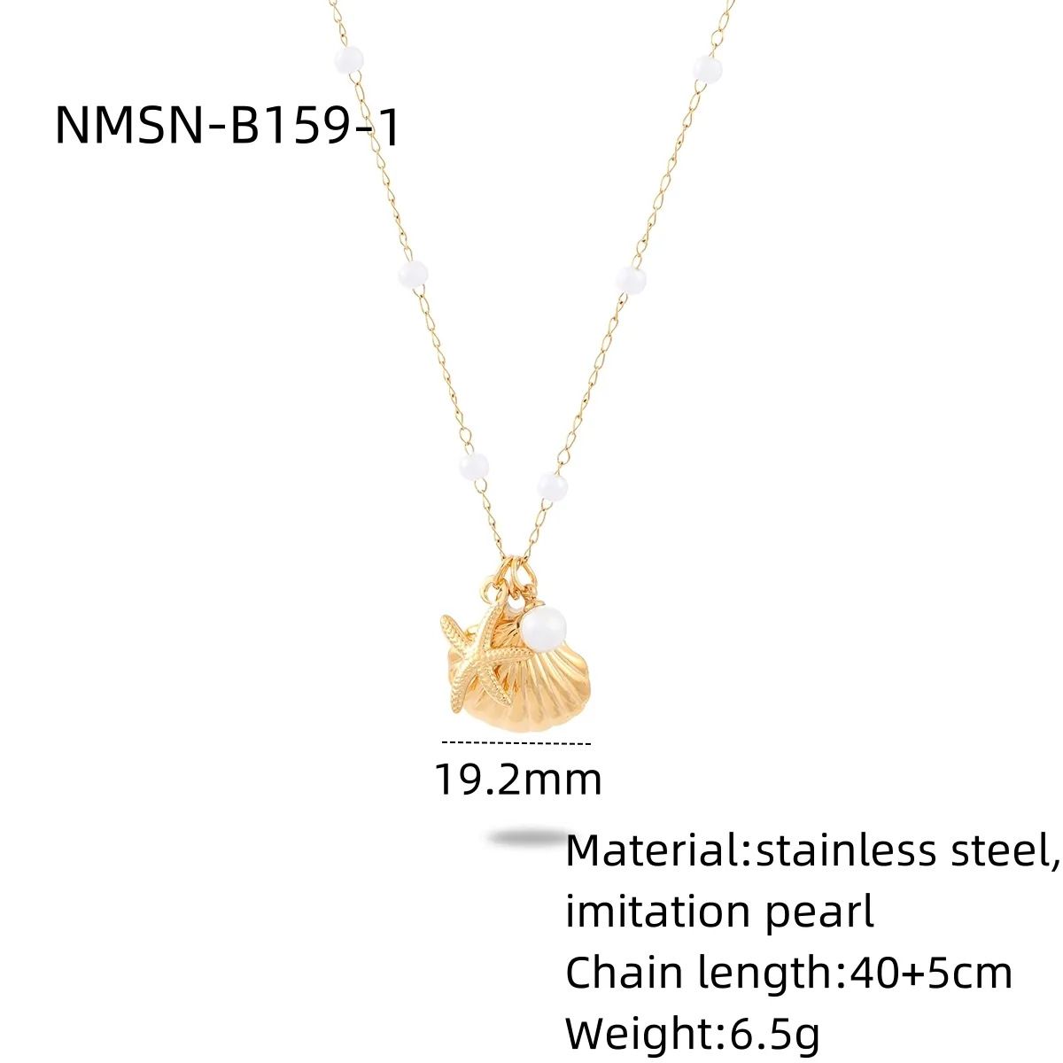 New Ocean Shell Pearl Titanium Steel Necklace Set for Women Stainless Steel Pendant