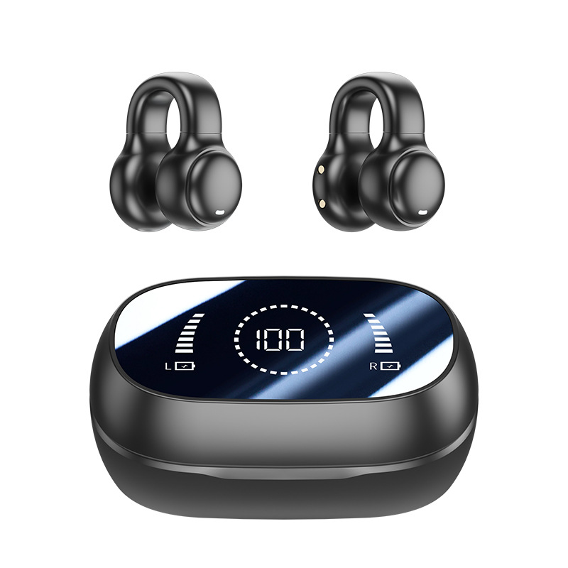 New Private Mold M47 Clip-on Bone Conduction Bluetooth Earphone, In-Ear Free Sports Digital Display Long Battery Life Earphone